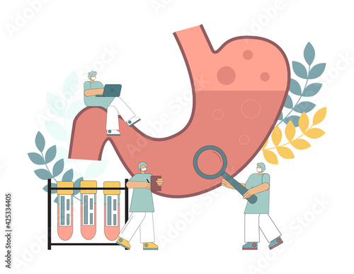 Stomach treatment. Survey. Establishing a diagnosis. Doctors in the laboratory analyze the test results