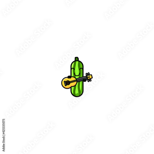 Cute Cucumber Cartoon Character Vector Illustration Design. Outline, Cute, Funny Style. Recomended For Children Book, Cover Book, And Other.