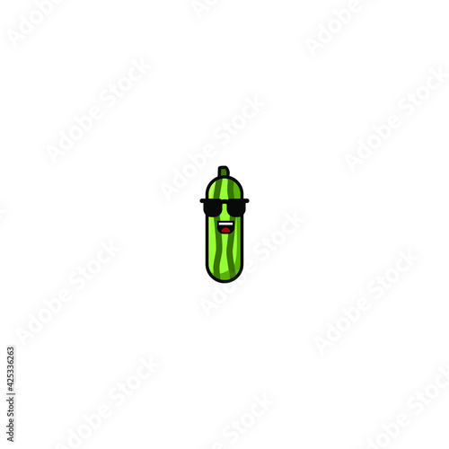 Cute Cucumber Cartoon Character Vector Illustration Design. Outline, Cute, Funny Style. Recomended For Children Book, Cover Book, And Other.