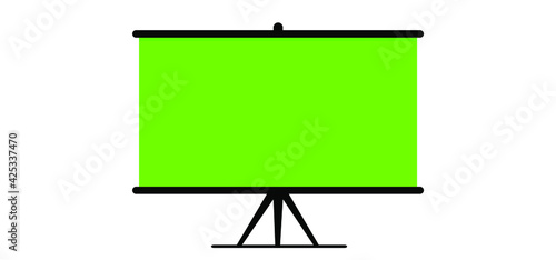 Presentation screen. Chromakey, green screen Empty board or billboard. projector for cinema, movie, games and meetings. vector slide screen sign. Chroma key studio tv concept, video format