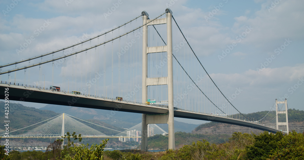 Tsing Ma Suspension bridge in Hong Kong city Tsing Ma Suspension bridge in Hong Kong city