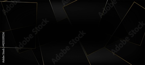 Black Business Paper with Gold Lines. Royal Premium Geo Design. 3D