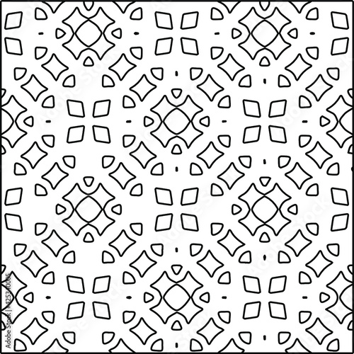  Geometric vector pattern with triangular elements. Seamless abstract ornament for wallpapers and backgrounds. Black and white colors. 