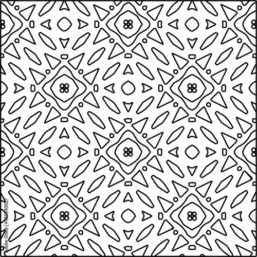  Geometric vector pattern with triangular elements. Seamless abstract ornament for wallpapers and backgrounds. Black and white colors. 