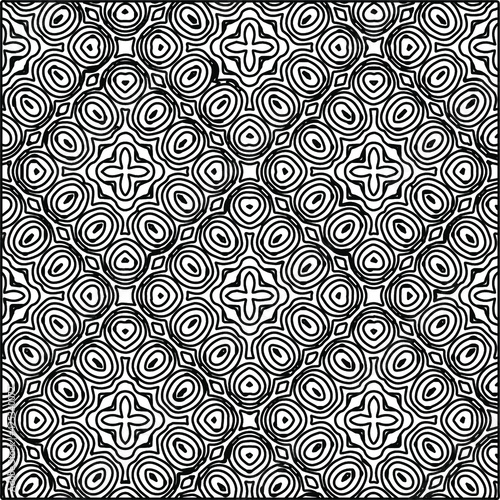  Geometric vector pattern with triangular elements. Seamless abstract ornament for wallpapers and backgrounds. Black and white colors. 