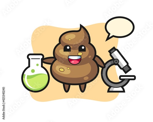 Mascot character of poop as a scientist