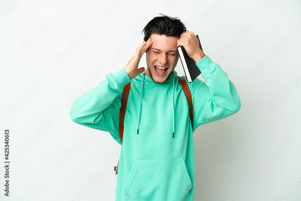 Young student man isolated on white background with surprise expression Young student man isolated on white background with surprise expression