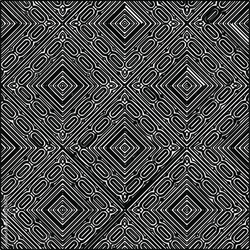  Geometric vector pattern with triangular elements. Seamless abstract ornament for wallpapers and backgrounds. Black and white colors. 