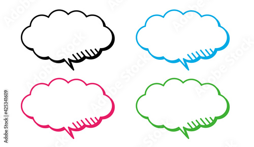 吹き出し_タイトル_台詞_カジュアル_カラー_黒_ピンク_水色_緑_ポップ icon set_dialog icon_可愛い