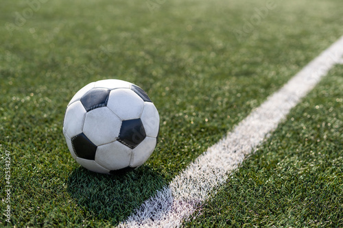 soccer on grass and stadium. ball in the stadium.