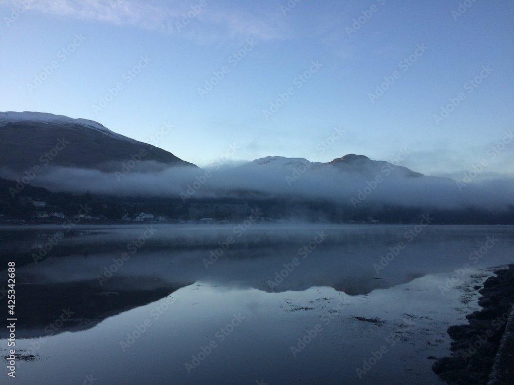fog over lake 