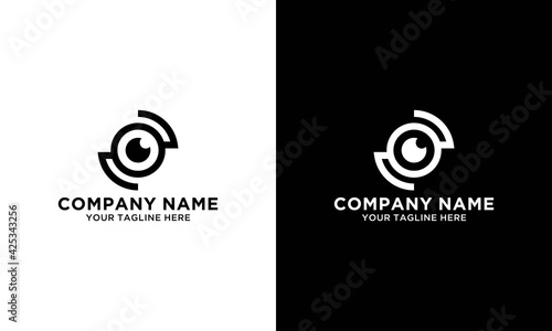 Digital vision creative symbol concept. Eye iris scan, vr system abstract business logo.