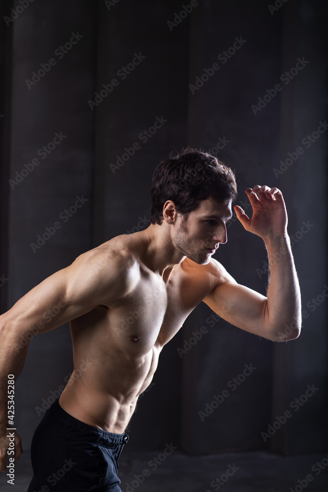 Perfect man body on black background. Perfect man body on black background.