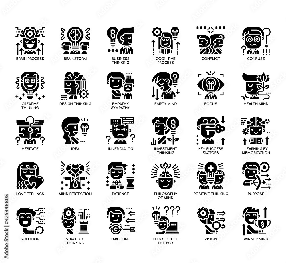 Set of Mind Process thin line and pixel perfect icons for any web and app project. Set of Mind Process thin line and pixel perfect icons for any web and app project.