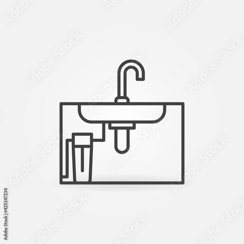 Main Water Filter under the Sink vector line concept icon