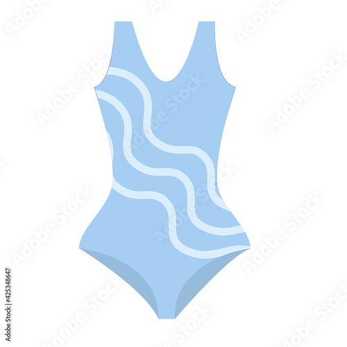 vector illustration of a summer beach swimsuit in blue color, isolated on a white background