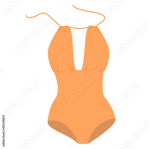 vector illustration of a summer beach swimsuit in orange color, isolated on a white background