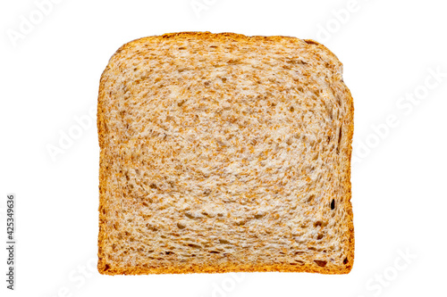 Slice of Fresh Bread for Toast isolated on white background, top view. Close-up