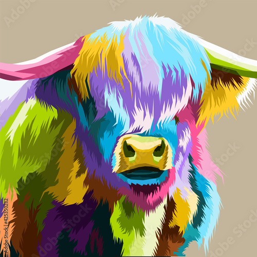 close up buffalo colorful pop art portrait premium vector isolated decoration