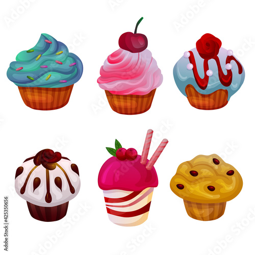 cupcake game icon set