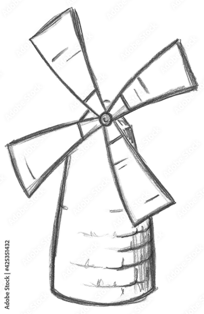 Hand pencil drawn mill. Fantasy map creator. Hand pencil drawn mill. Fantasy map creator.