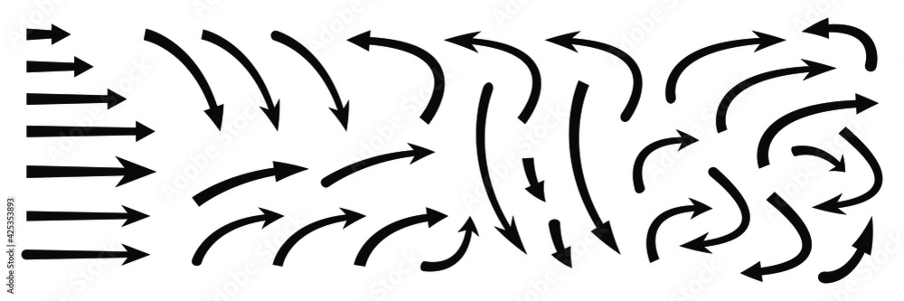 Hand drawn curved arrows . Sketch doodle style. Collection of vector pointers. Hand drawn curved arrows . Sketch doodle style. Collection of vector pointers.