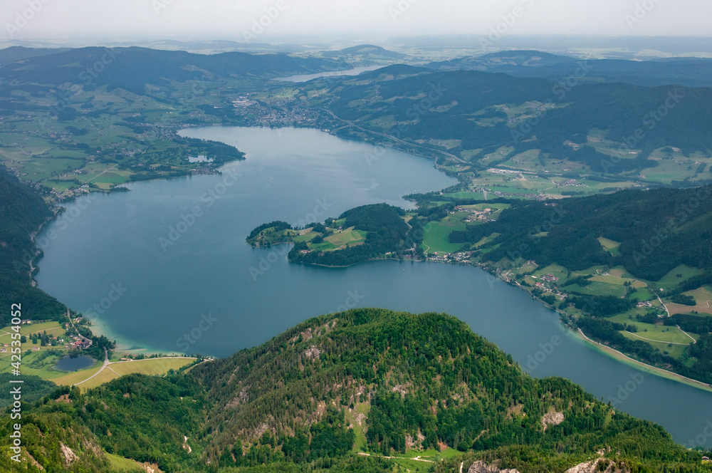 Aerial view of Mondsee lake in Austria