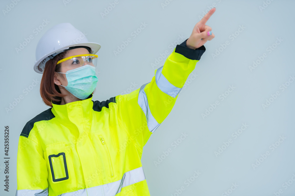 Asian engineer woman on white background Asian engineer woman on white background
