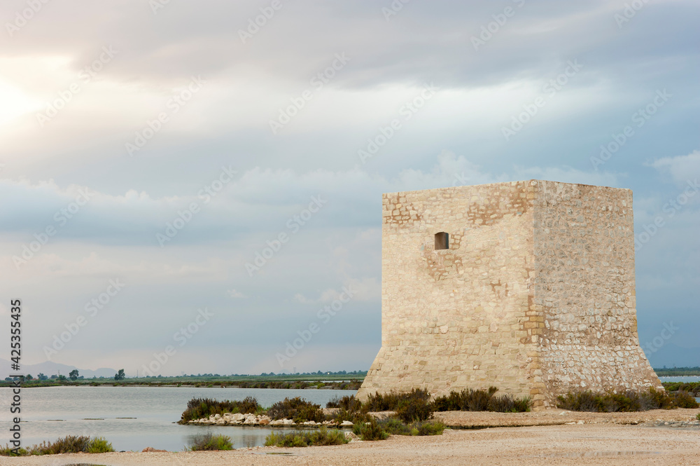 Sunset in the salt flats of Santa Pola