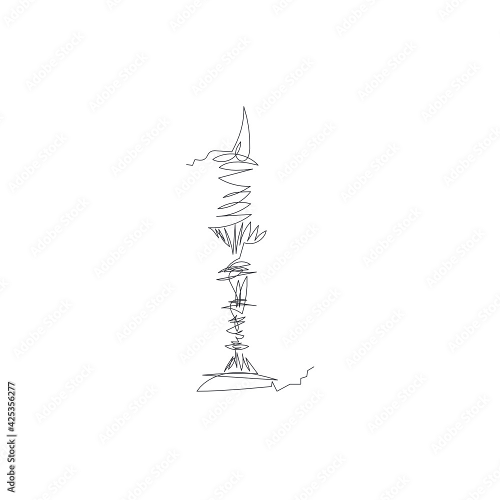 candlestick with candles one line vector illustration