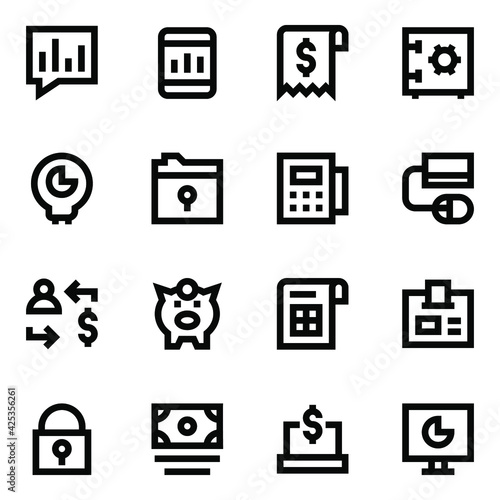 
Pack of Business and Finance Linear Icons 

