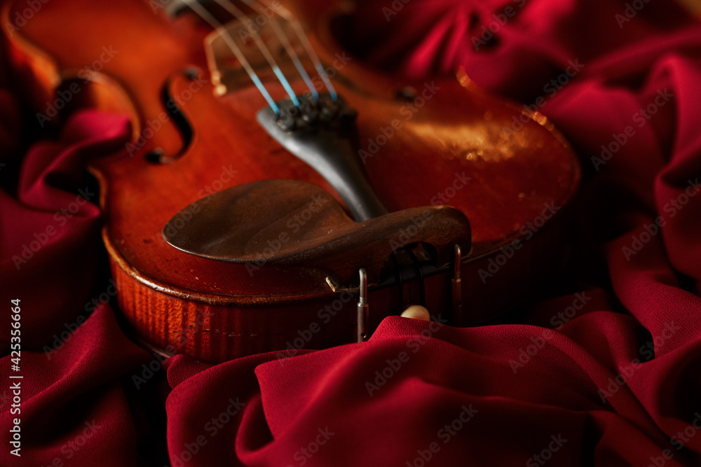Obraz premium Violin in retro style, closeup view, nobody