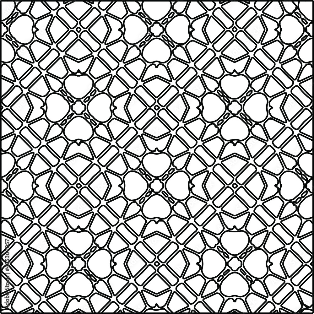 Fototapeta premium Geometric vector pattern with triangular elements. Seamless abstract ornament for wallpapers and backgrounds. Black and white colors. 