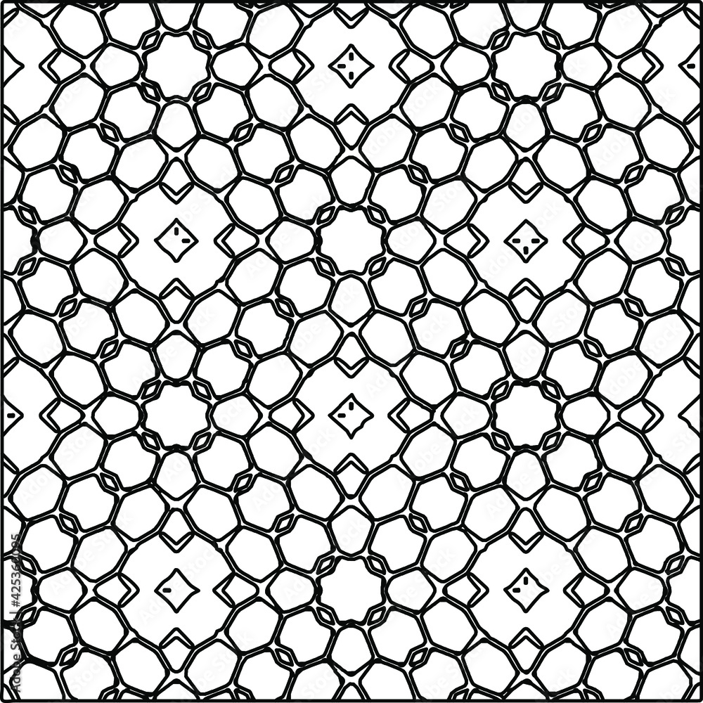 Fototapeta premium Geometric vector pattern with triangular elements. Seamless abstract ornament for wallpapers and backgrounds. Black and white colors.