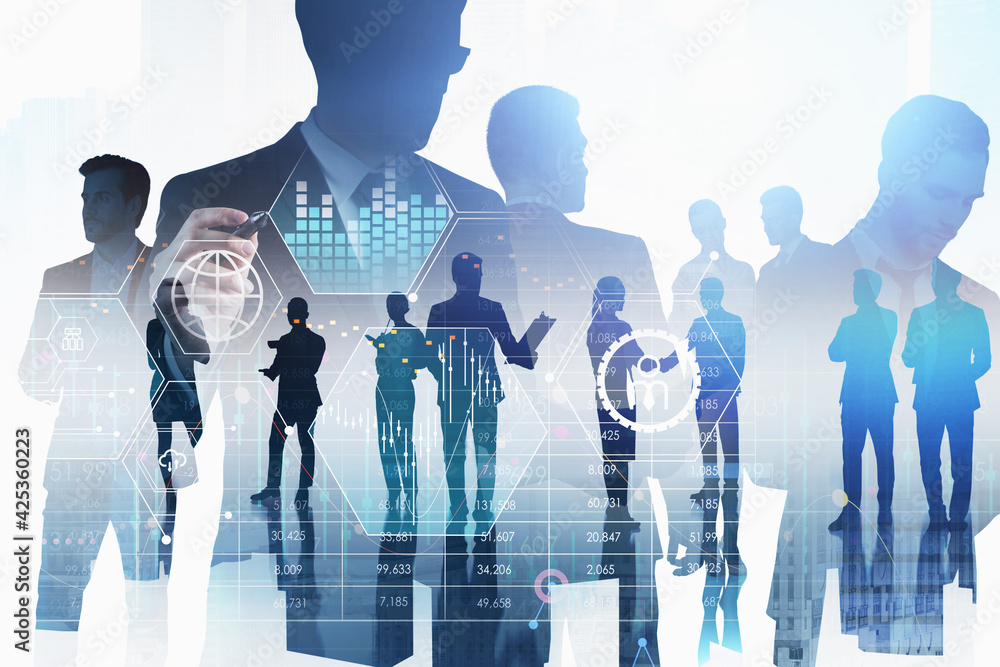 Group of businessmen work together to achieve the great result Group of businessmen work together to achieve the great result