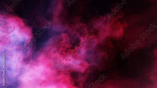 Space background with realistic nebula and shining stars 3d render