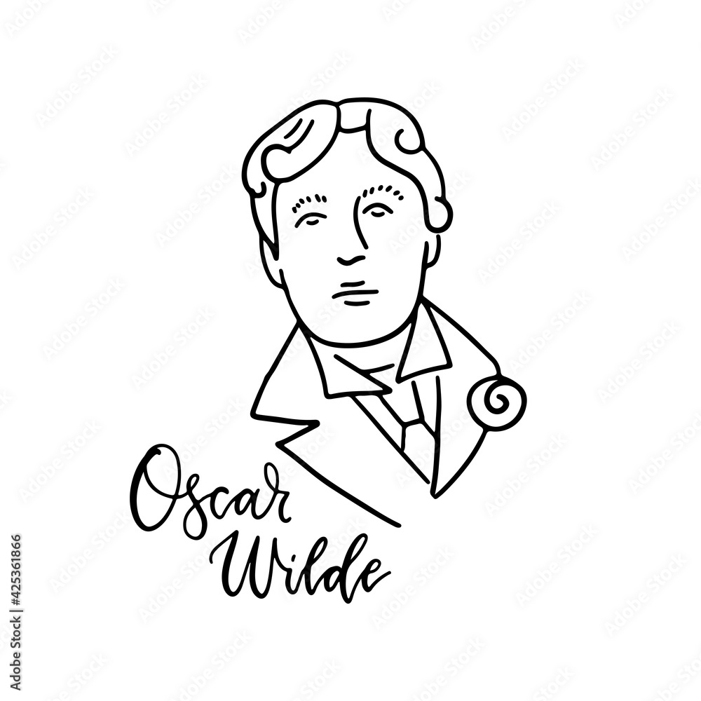Oscar Wilde linear sketch portrait isolated on white background for prints, greeting cards. English famous great writer. Vector hand drawn illustration with lettering text. Oscar Wilde linear sketch portrait isolated on white background for prints, greeting cards. English famous great writer. Vector hand drawn illustration with lettering text.