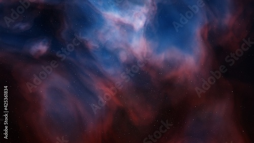 Space background with realistic nebula and shining stars 3d render