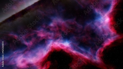 Space background with realistic nebula and shining stars 3d render © ANDREI