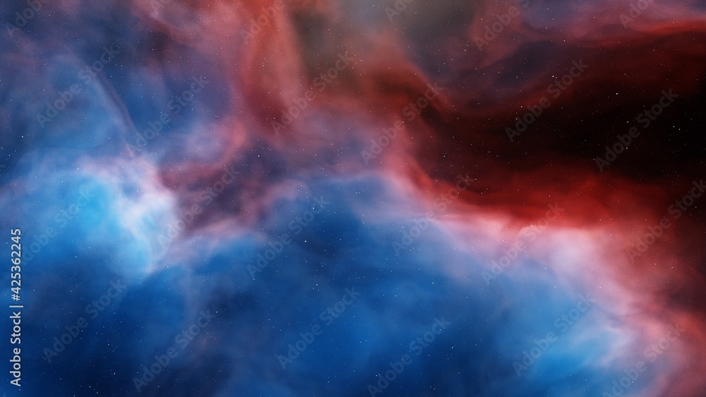 Space background with realistic nebula and shining stars 3d render