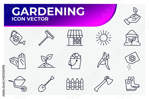 Set of Flower and Gardening icon. Gardening pack symbol template for graphic and web design collection logo vector illustration