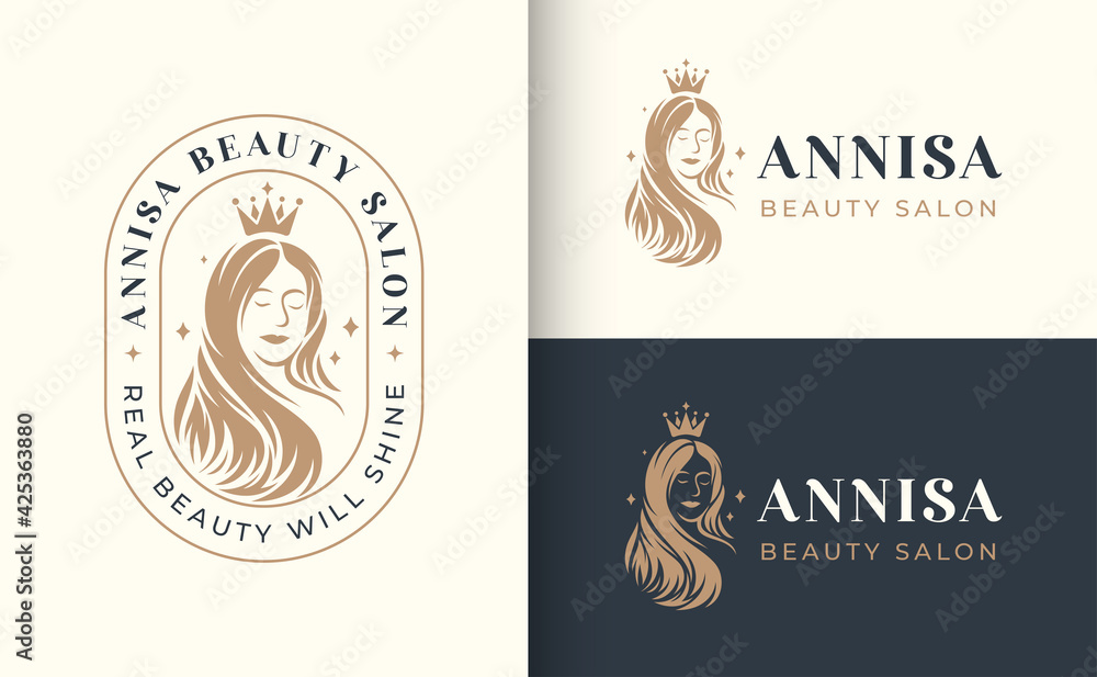 woman hair salon logo design woman hair salon logo design