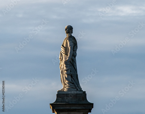 Admiral Lord Collingwood hero of the Battle of Trafalgar,standing proud dressed as a Roman senator in Tynemouth, England, UK