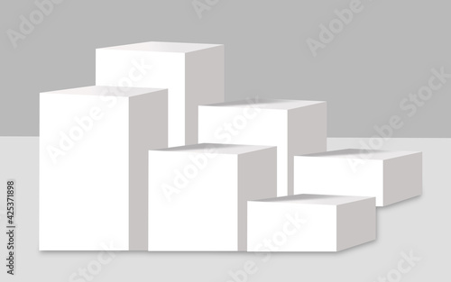 White and grey 3d illustration complex graph podium background