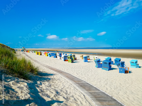 Morning view of the beach on the island of Langeoog photo
