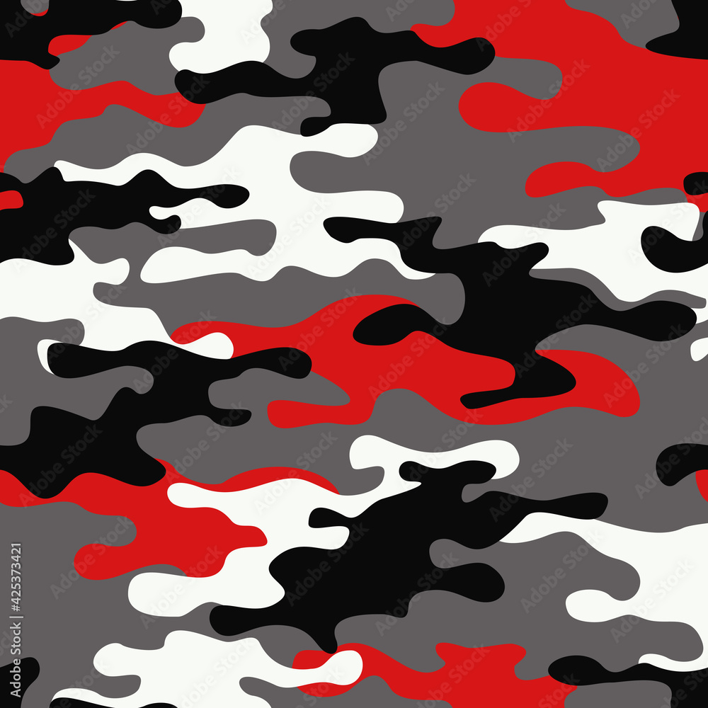 Camouflage seamless pattern. Abstract background of red and gray spots.  Military camo. Print. Vector Stock-Vektorgrafik | Adobe Stock