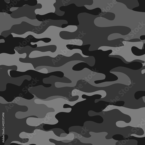 Camouflage seamless pattern. Abstract background of gray spots. Print. Vector illustration