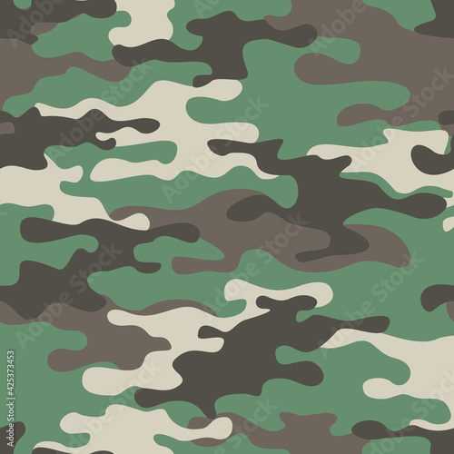 Camouflage seamless pattern. Abstract camo. Military texture. Spots of pastel color on a light background. Print on fabric on clothes. Vector illustration