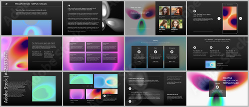 Vector templates for website design, presentations, portfolio. Templates for presentation slides, flyer, leaflet, annual report. Medical design with bright colored gradient pattern in form of cells.