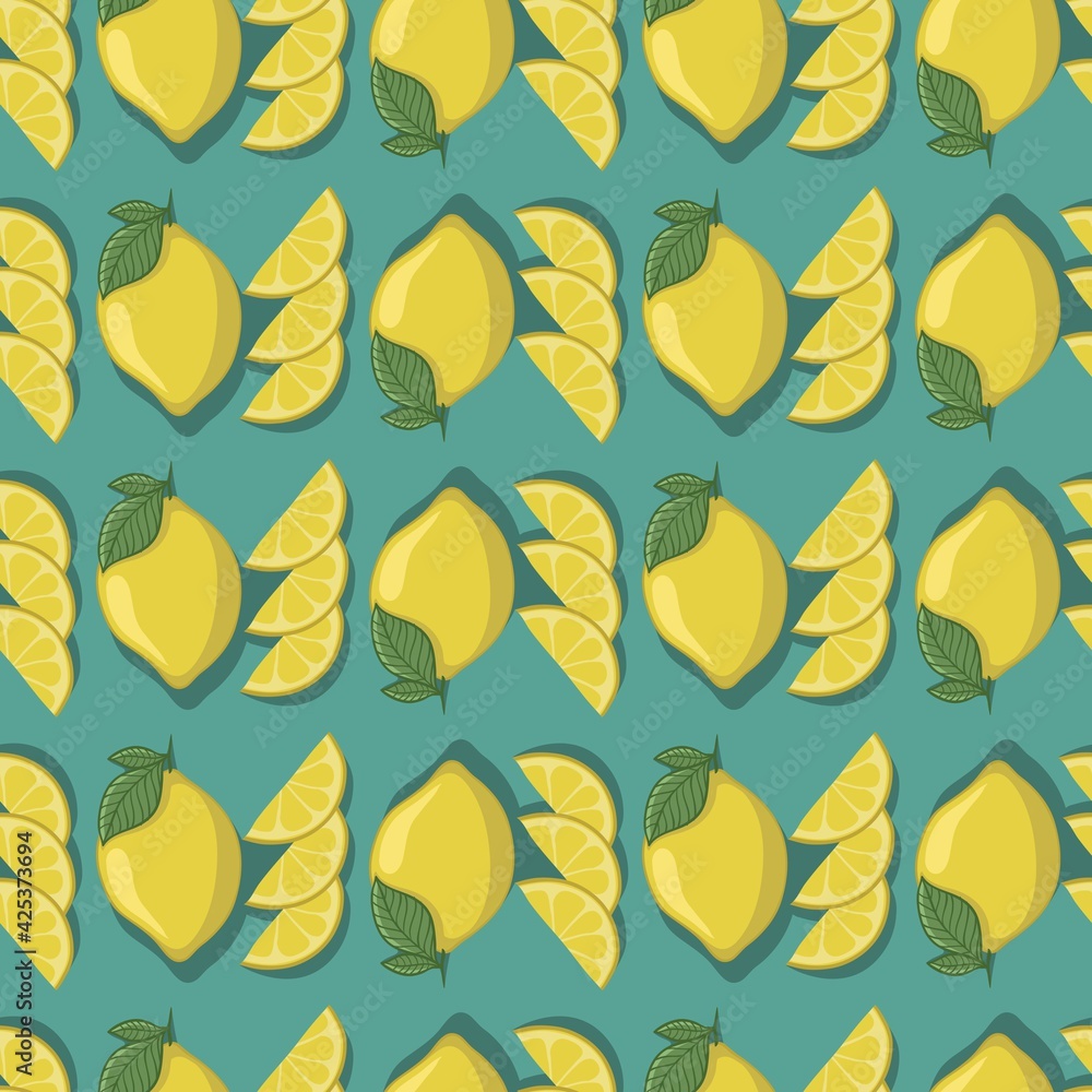 lemon fruit seamless pattern background vector